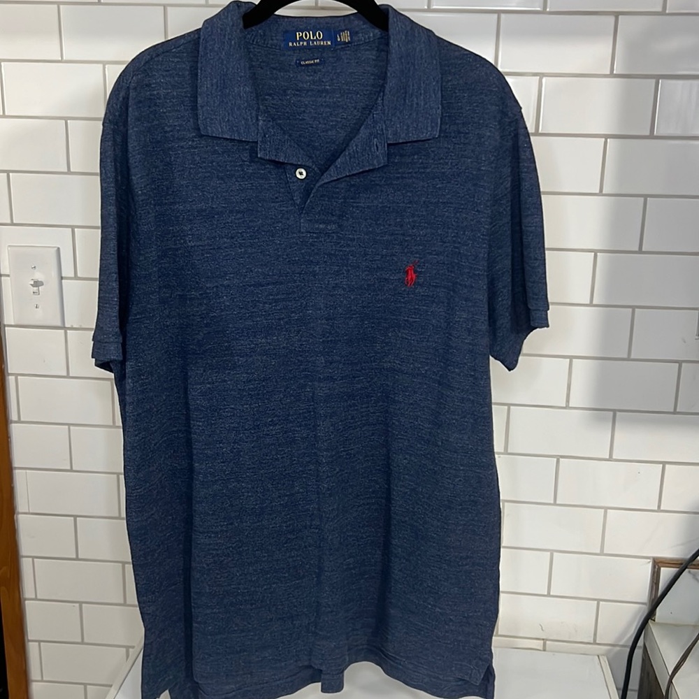 Polo Ralph Lauren Custom Fit Mens Large Blue Short Sleeve Polo